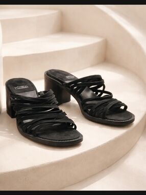 Jeffrey Campbell Women's Interwine Heeled Slide Sandals Size 8.5 Black S…